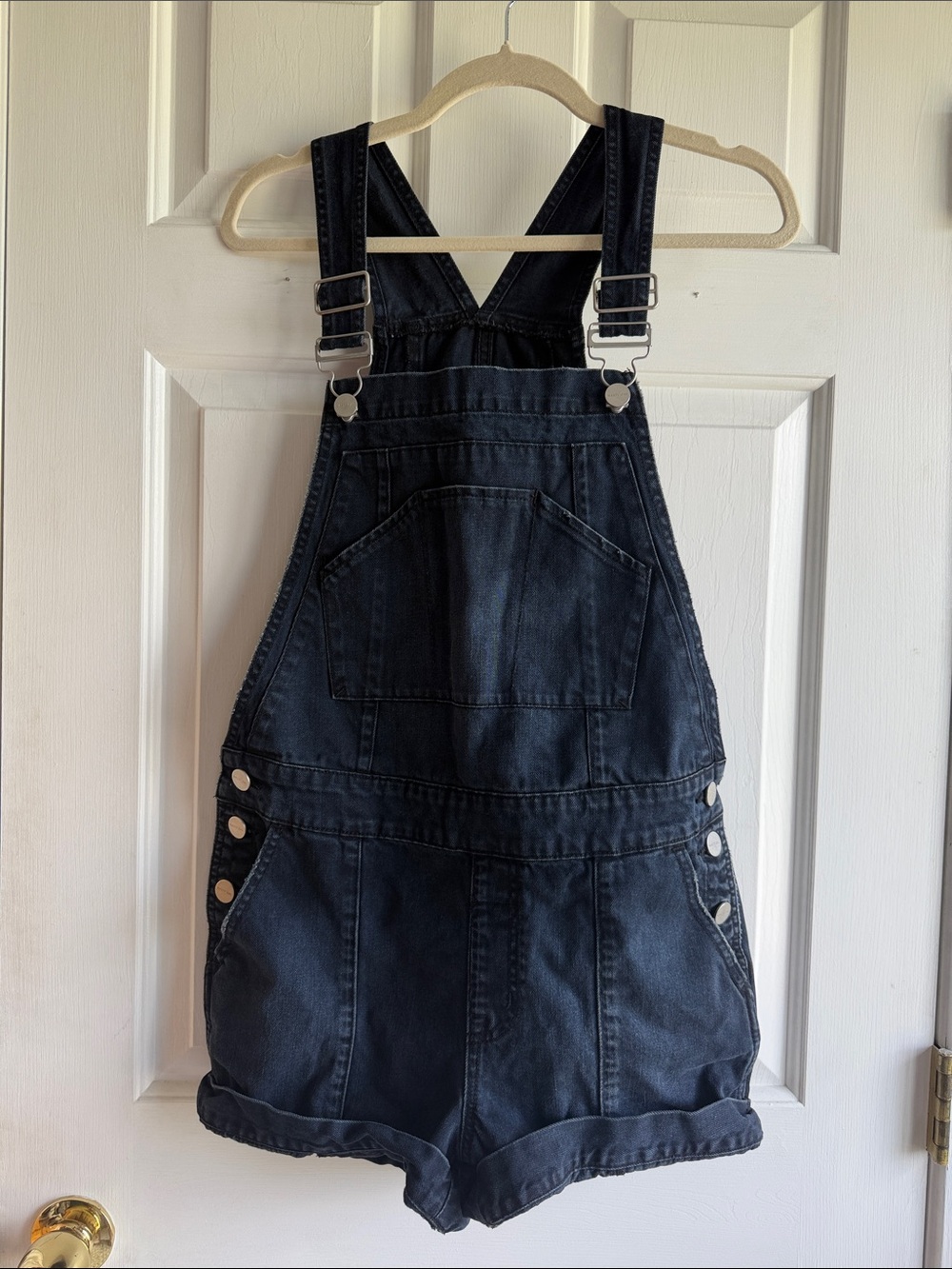 Nasty Gal Dark Denim Short Overalls - S